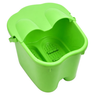 Basicwise Collapsible Foot Spa Bucket with Cover, Deep Soaking Basin for Pedicure, Portable Folding Massage Bath Tub, Compact Wash Container