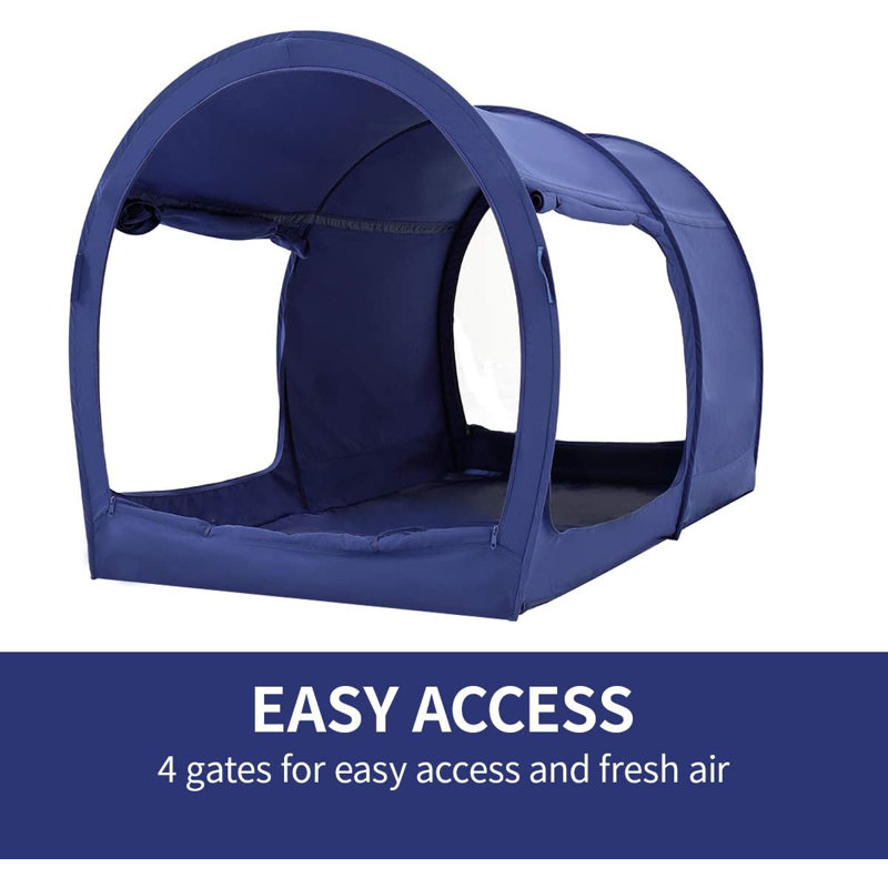 Bed Canopy Tent Privacy Space Indoor Curtains, Full, Blue