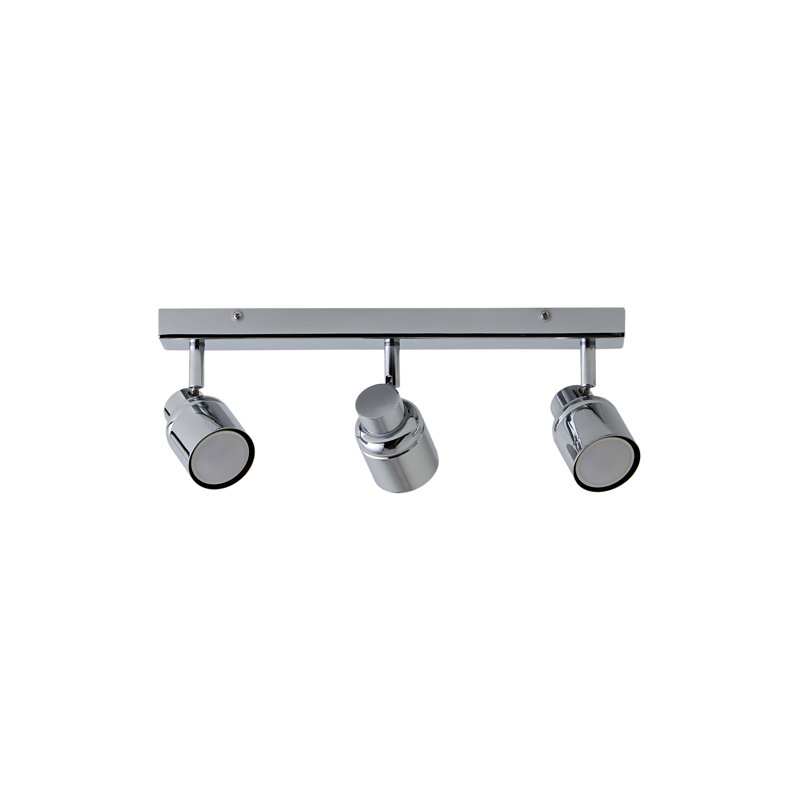 Benton IP44 Rated Bathroom 3 Way Bar Ceiling Light & Warm LED Bulbs, N/A, Chrome