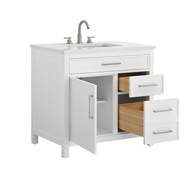 Wenniah 36" Single Vanity, White/Brushed Nickel