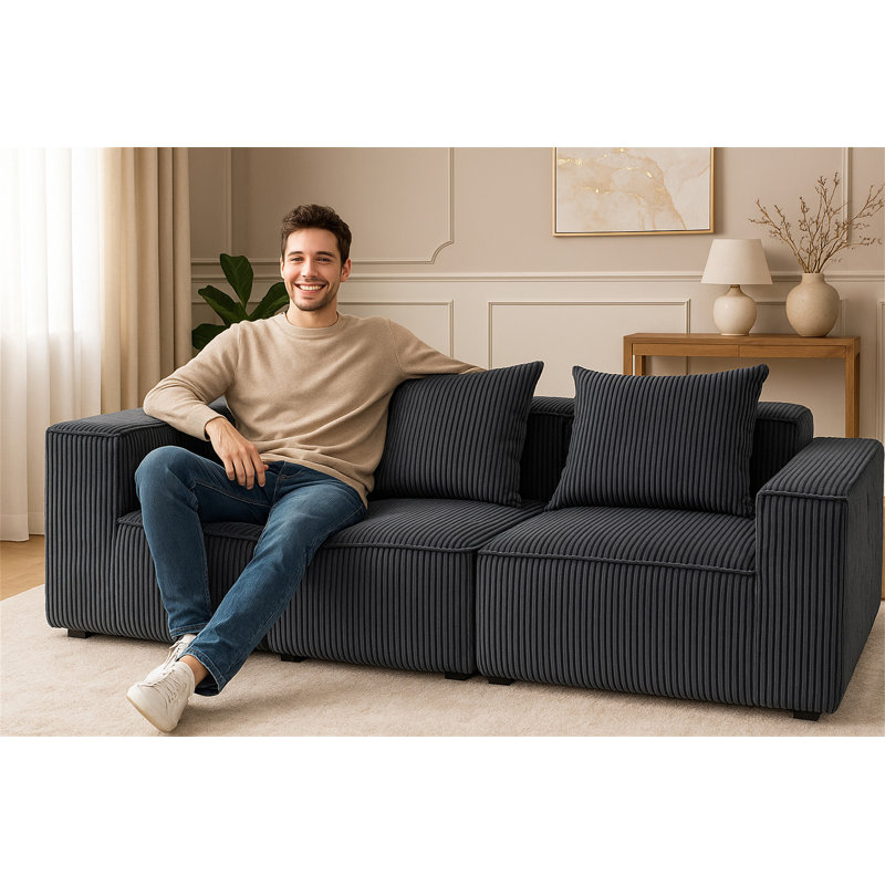 Multi person modular compression sofa that can be freely combined-33005-3, Gray