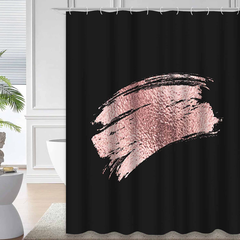 Rideau de douche rose avec 12 crochets, L 72 po x l 72 po