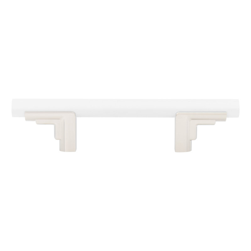 Poignée d'armoire 3 tons Anberlin 3 ", Nickel poli / blanc mat