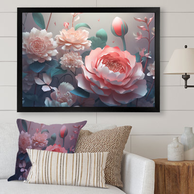 Pink Green Peony In Motion IV Framed On Canvas Print -  Red Barrel StudioÂ®, 585F7117EB974C35AE722D49C7240531