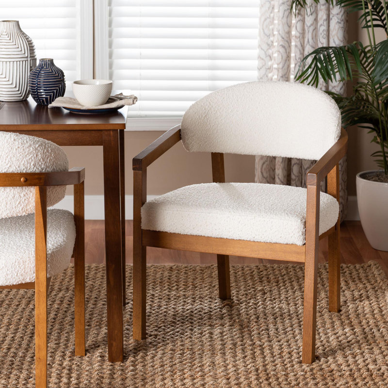 Chaise de salle à manger Baxton Studio Biana Boucle - Fauteuil d'appoint rembourré moderne, crème, design minimaliste