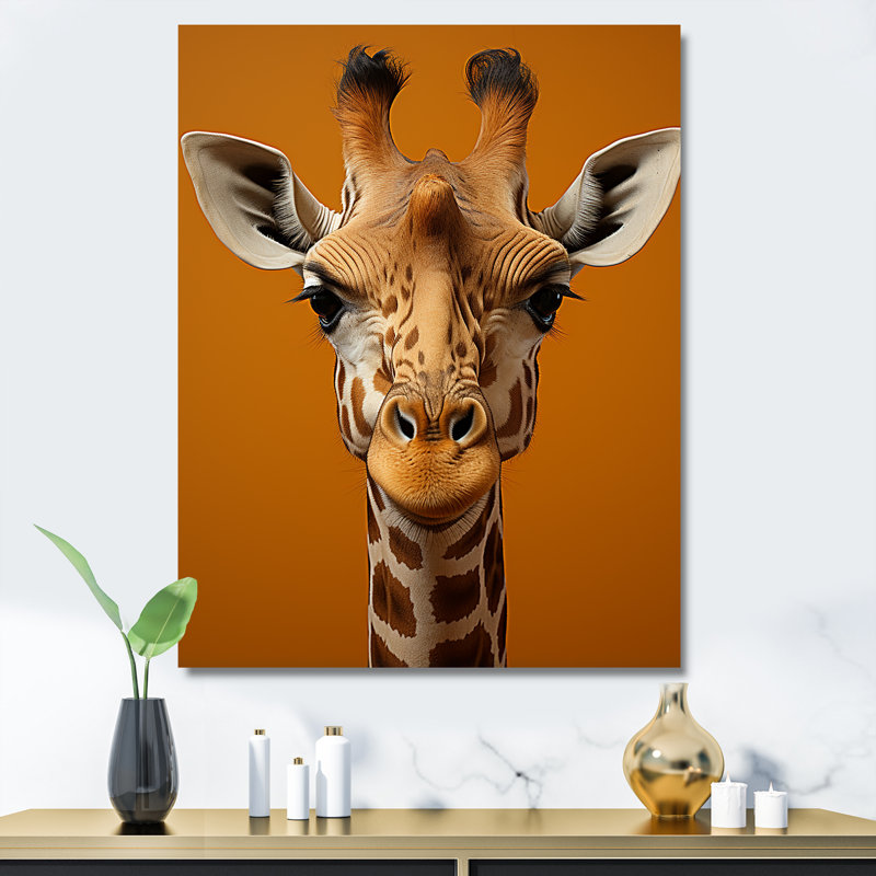 Girafe moderne sur toile, impression sur toile, Toile tendue, H 44 po x l 34 po x P 1,5 po