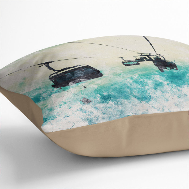 Ski Lift Square Throw Cushion, Stone, 40cm H x 40cm W x 15cm D