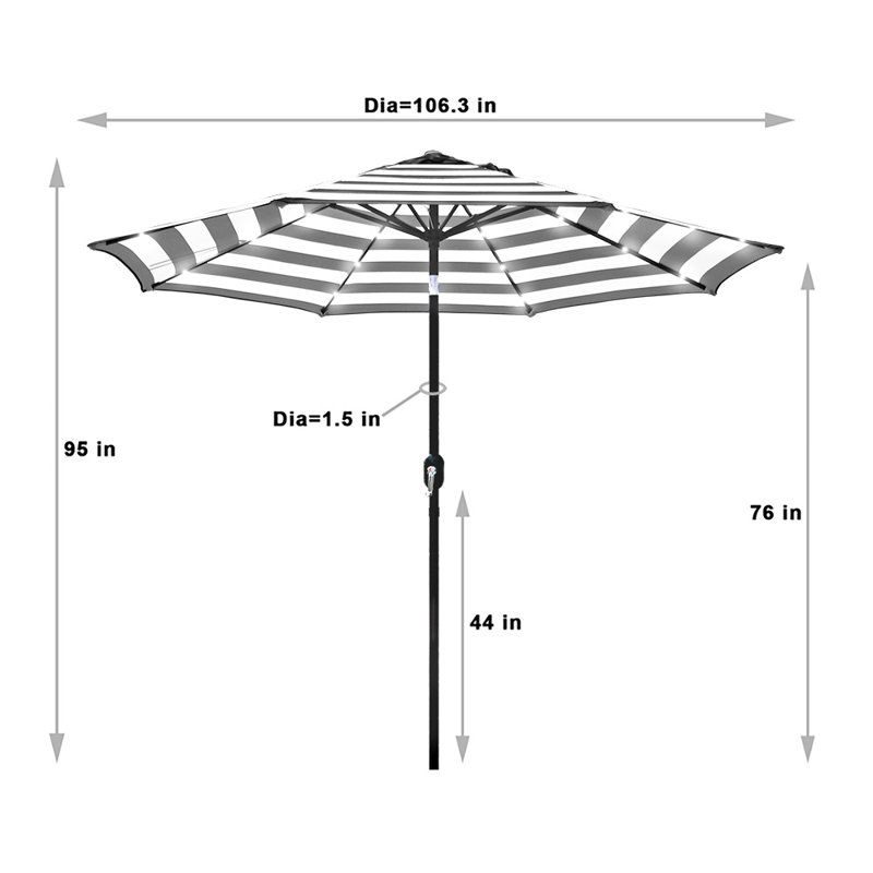 Parasol de marché éclairé 106 po Salvaggio