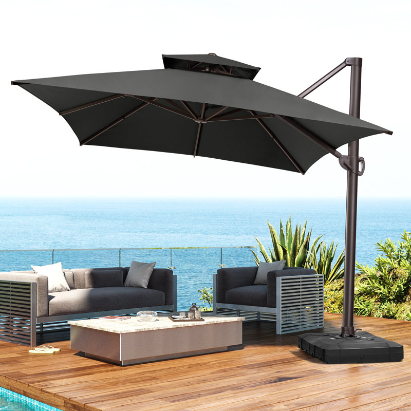 153' X 116' Rectangular Cantilever Umbrella with Weighted Base, Noir, noir, noir, noir