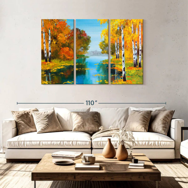 Bouleaux Alvord Autumn River, H 48 po x l 74 po
