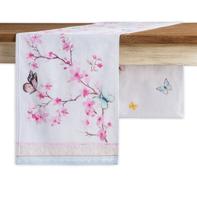 Floral 100% Cotton Table Runner, 108" L x 14.5" W