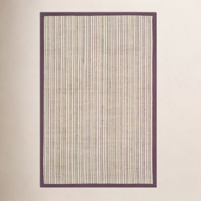 Beige Purple Striped Jute Rug