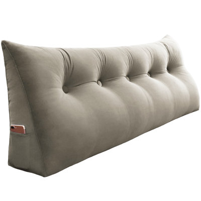 Sit-up Back Comfort 100% Cotton Velvet Wedge Headboard Reading Pillow with Removable & Washable Cover Compression