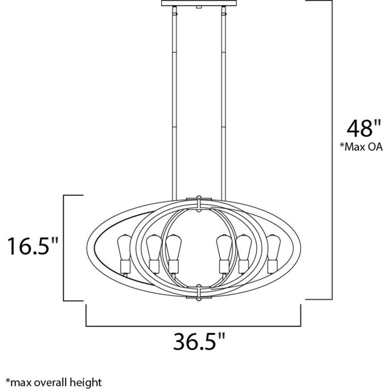 Haddam 6 - Light Steel Dimmable Geometric Chandelier
