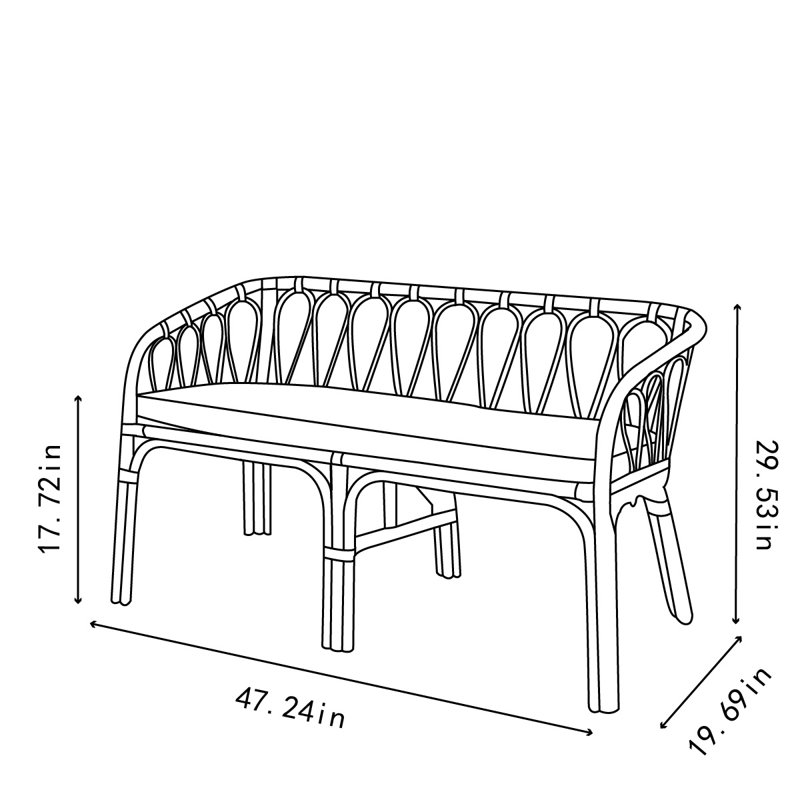 Banc de canapé en rotin rétro