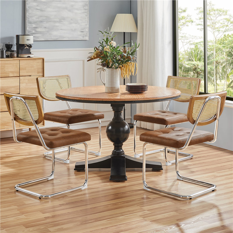 Low Back Cantilever Chair, Retro Brown/Silver 