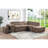 Beverly Modern Sofa Acoose Sleeper Sectional Sofa W/2 Pullout Stools, Fabric