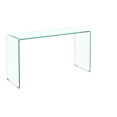 Transparent Living Room Console Desk With Rounded Corners - Stylish And Practical Easy To Wipe Clean Maintain For A Clear Table Simple Appearance Multi-Purpose Home Office Surface