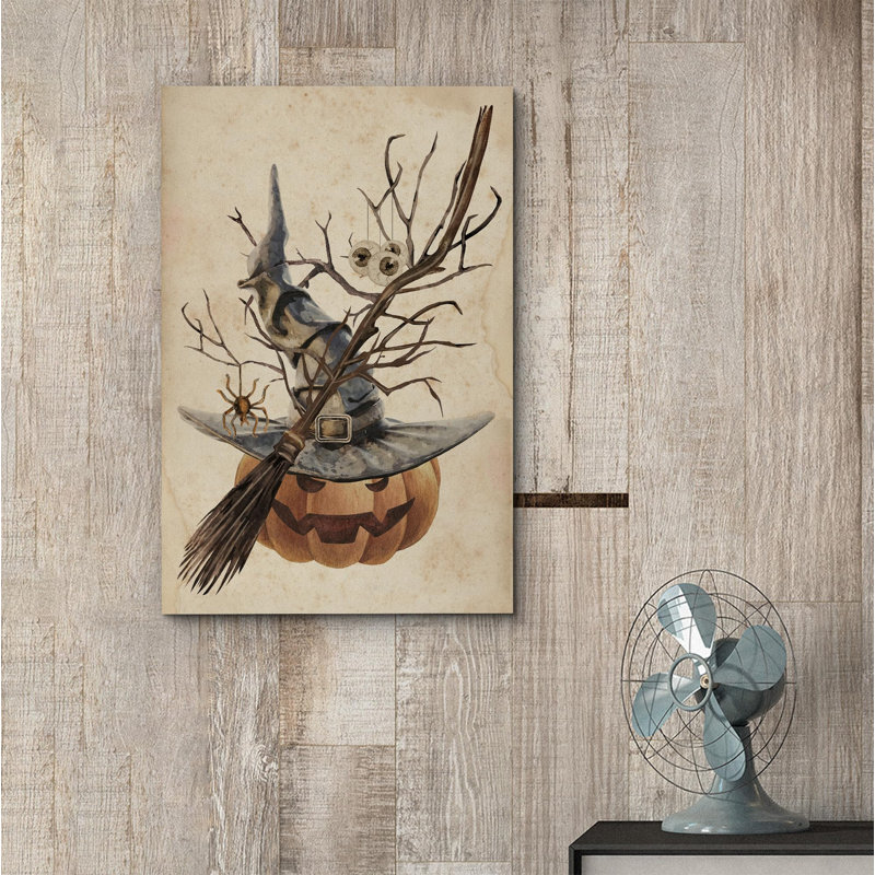Citrouille, fête, fête, Halloween, Moody foncé, illustrations, œuvre d'art moderne, décor, Toile tendue, H 48 po x l 32 po