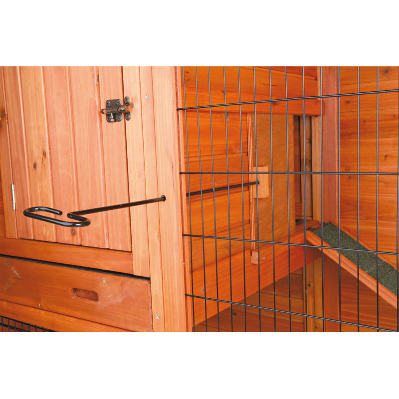 Large Glazed Pine 2-Story Outdoor Guinea Pig Hutch