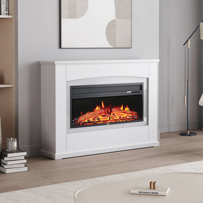 Dernaveagh ClassicLiving 122cm W Electric Fireplace with White Wooden Mantel
