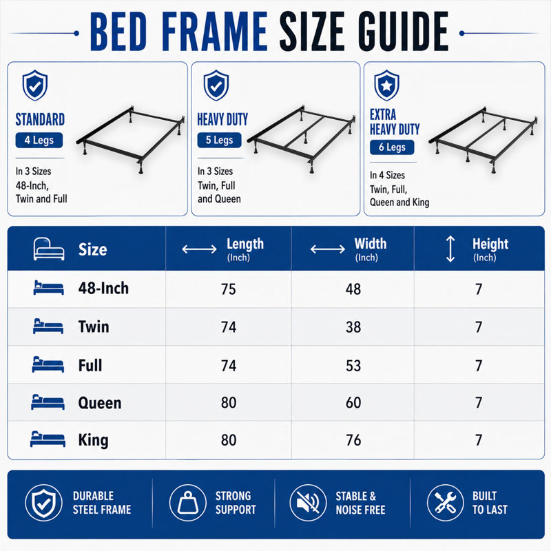 Structure de lit avancée en métal pour sommier et matelas, support central en fer, tête de lit amovible, sans bruit, assemblage facile sans outil, support à 6 pieds, très grand, noir