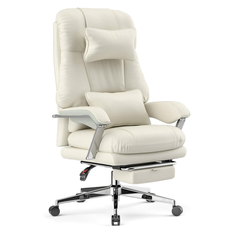 Big And Tall Office Chair, 500lbs Pu Executive Office Chair, High Back Ergonomic Office Chair With Footrest, Computer Desk Chair With Adjustable Headrest