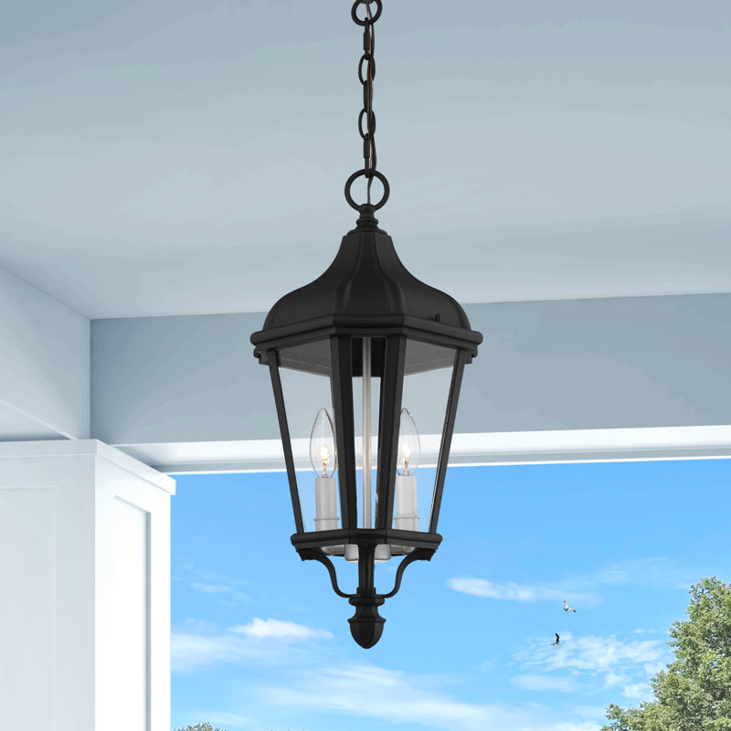Lanterne suspendue d'extérieur à 2 ampoules H 18,5 po Anguel, Noir texturé