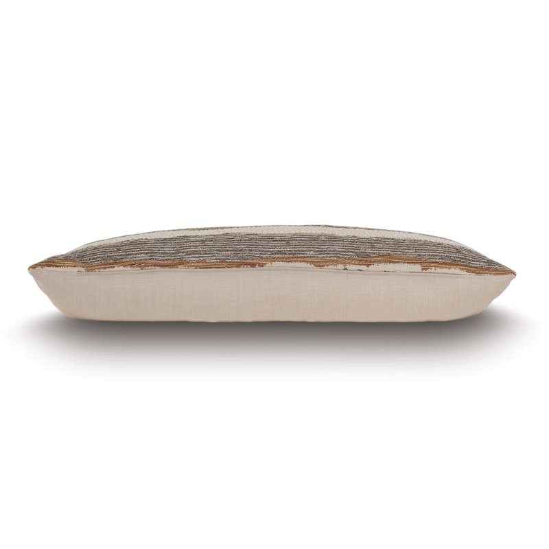Teryn Earth Tones Cotton Blend Lumbar Pillow with Metallic Accents