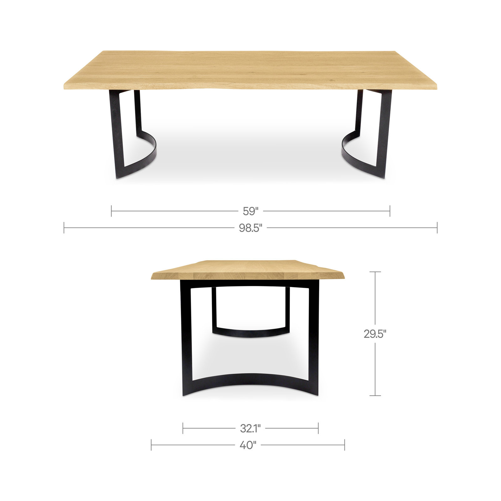Anni Dining Table Extra Small Oak, 29.5" H x 98.5" W x 40" D