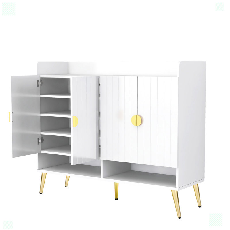 Rangement à chaussures pour chaussures en bois Abdia Modern, Blanc
