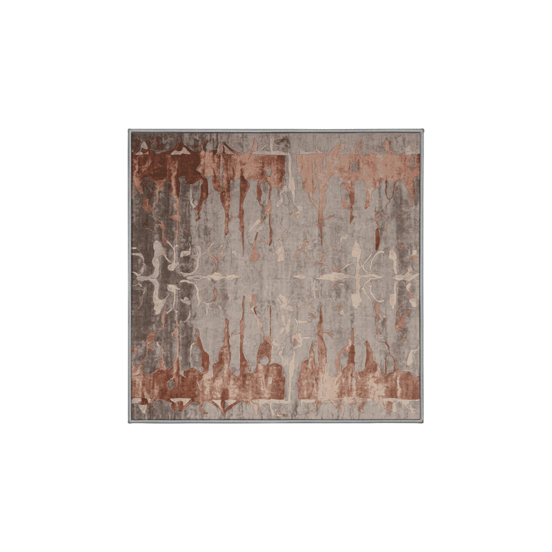 Machine Washable Gray Area Rug, Square 6'