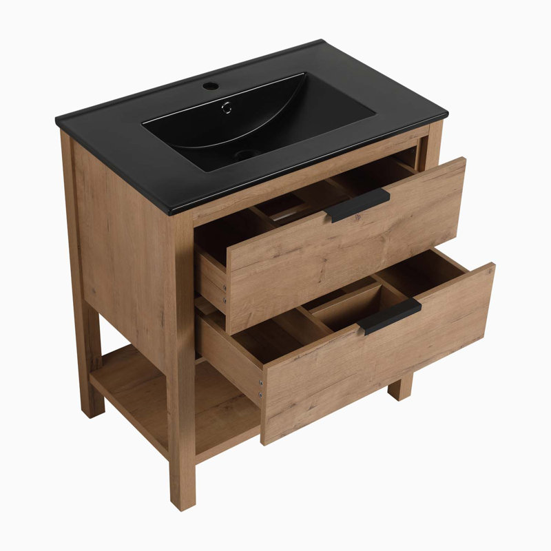 Ensemble de meuble-lavabo simple 30 po nokta, Noir