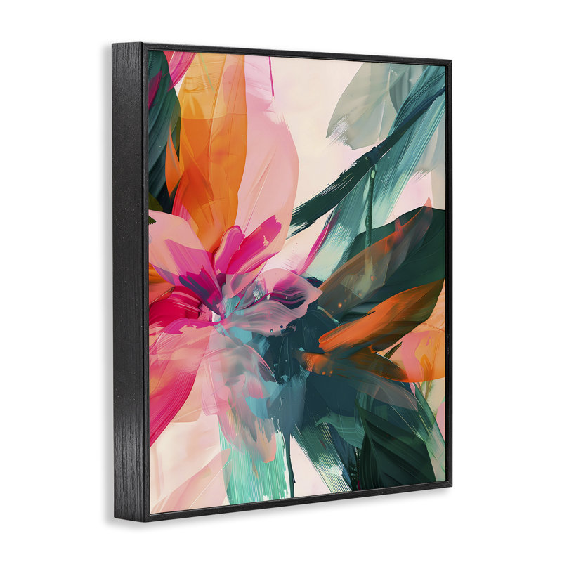  Giclée sur toile à rayures abstraites et opaques par Walker Noble, H 14 po x l 11 po, Giclée encadrée noir minuit