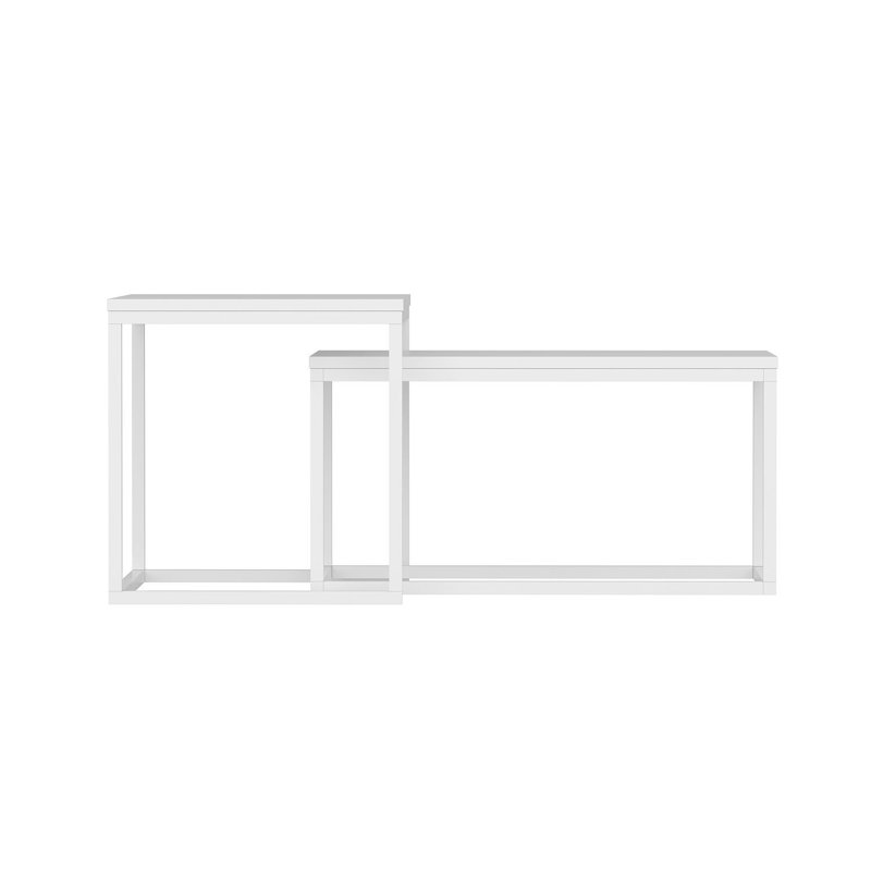 Modern Coffee Table, White, 28.3 x 14.6 x 29.5 inches | 100% Melamine Coated Particle Board, Thickness: 0.7 inches | Stylish Design with Spacious Lower & Upper Modules | Perfect for Living Room & Lounge Areas