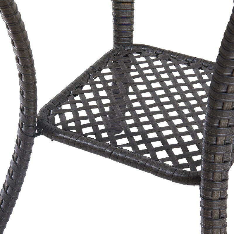Bonia Wicker Rattan Side Table With Built-In Glass, Brown