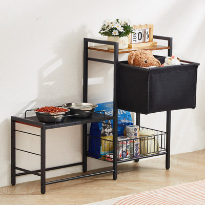 Station d'alimentation pour animaux avec rangement, bols surélevés pour chien, support de bol pour chien surélevé, rangement pour nourriture pour chien et station d'alimentation avec tablettes de rangement, organisateur de rangement de jouets pour animaux de compagnie, pour grands et petits chiens