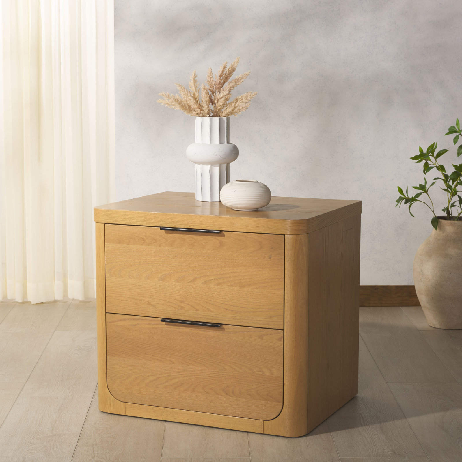 Altus 2 Drawer Wood Nightstand, Natural