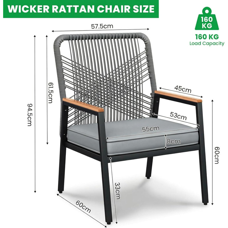 Outdoor Lounge Chair, Grey, Grey