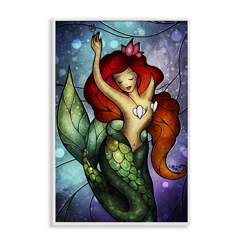Giclée encadrée de sirène sous-marine, conception par Mandie Manzano, H 18 po x l 12 po