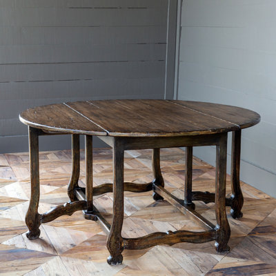 60 " Extendable Pine Round Solid Wood Top with Solid Wood Base Dining Table