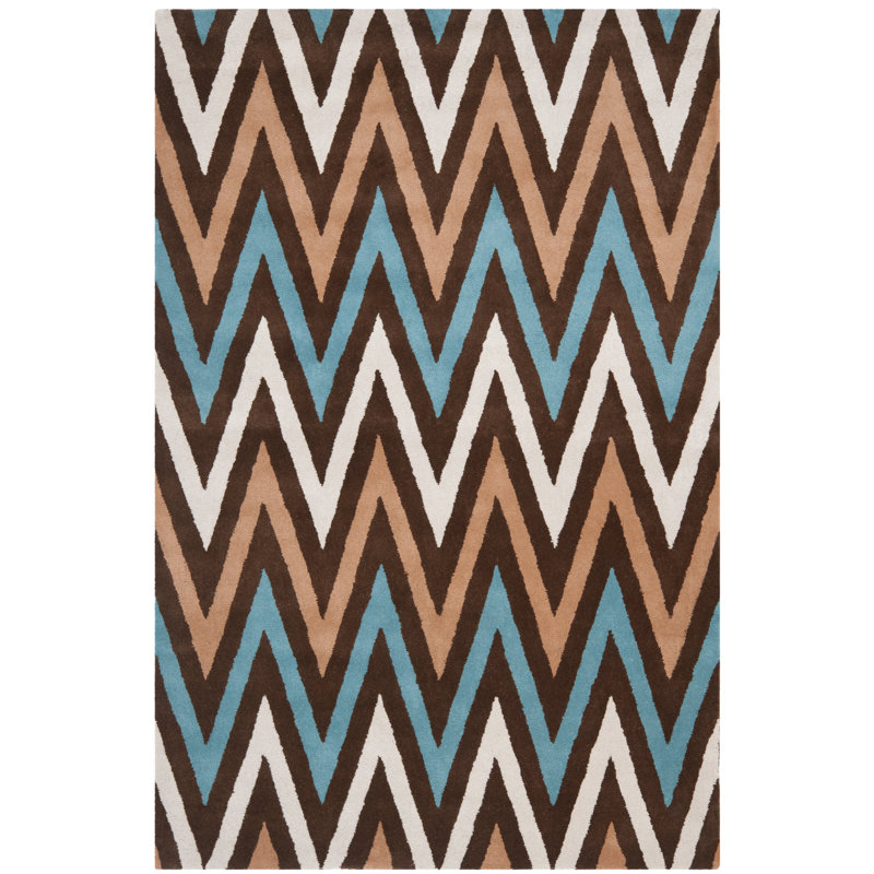 Teresita Hand Tufted Wool Chevron Rug, Rectangle 4' x 6'