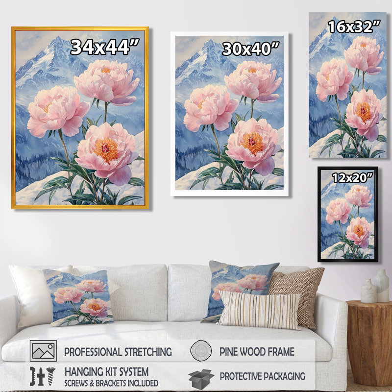 Beazer - Floral Canvas Prints, Noir, noir, noir, noir, H 20 po x l 12 po, Reproduction encadrée sans passe-partout