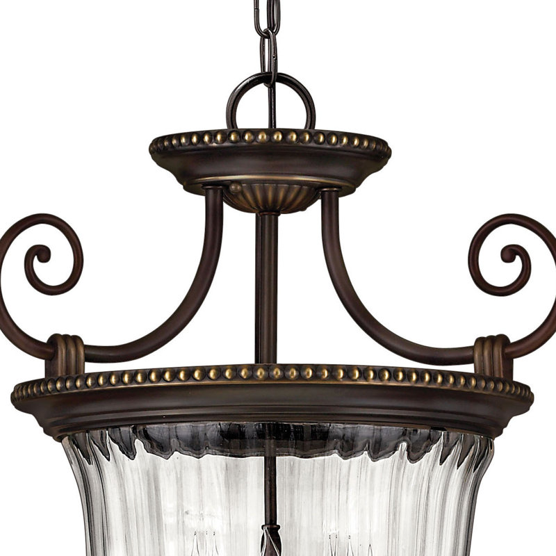 Oxford 3-Light Single Urn Pendant, 22.5" x 21.5", Burnished Brass