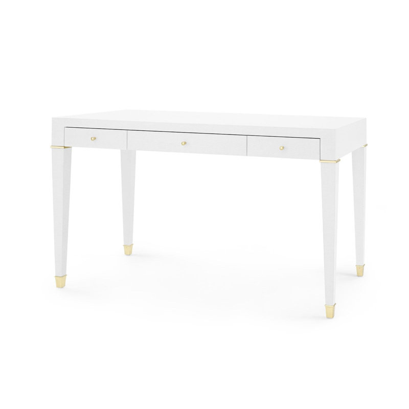 Claudette Writing Desk, White/Brass