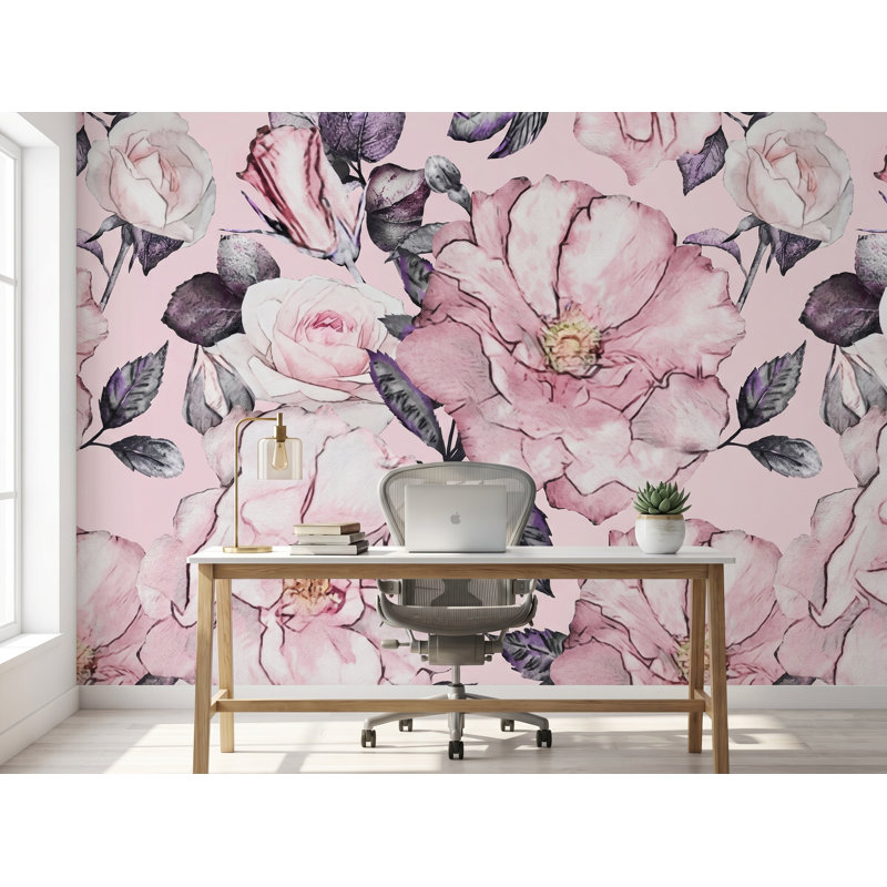 Murale grandes fleurs, l 100 po x H 100 po, papier pré-collé, L 100 po x H 100 po, Papier pré-collé