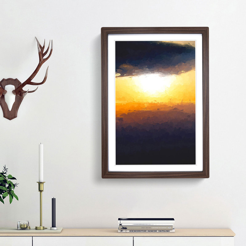 Sunset Through the Clouds in Abstract - Picture Frame Graphic Art Print, Walnut Framed, 48cm H x 36cm W x 2cm D