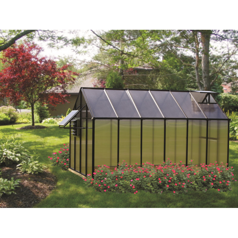 Mont 8'x12' Black Aluminum Frame Greenhouse with Polycarbonate Panels