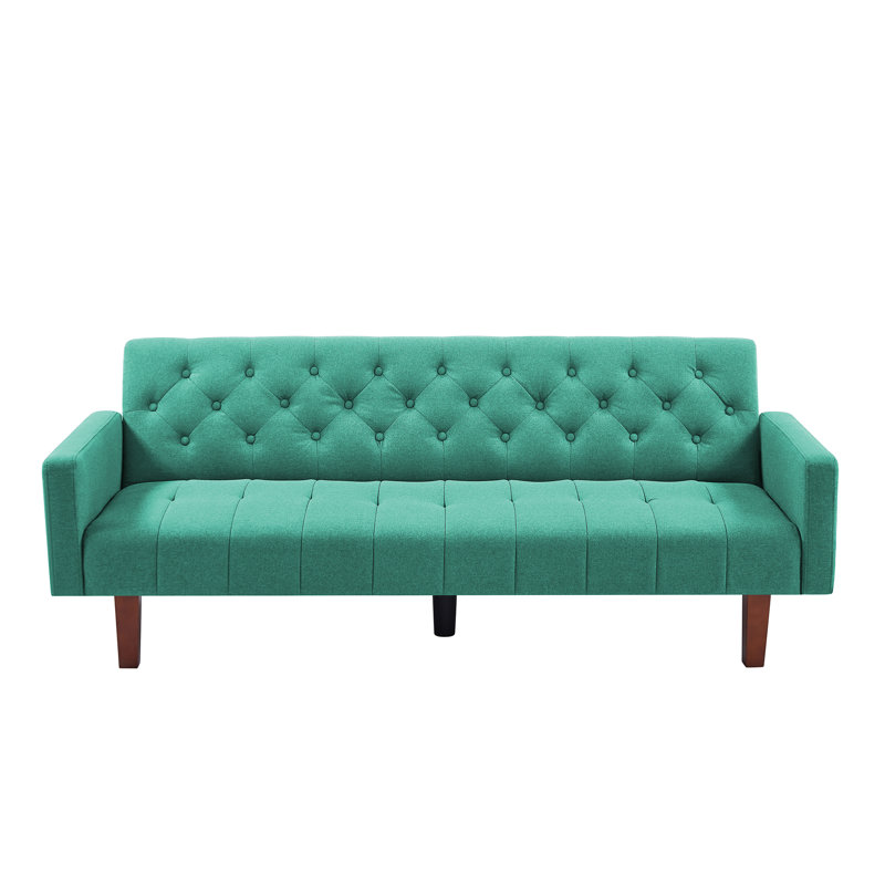 Travell Upholstered 74.41'' Sleeper Sofa, Green Polyester