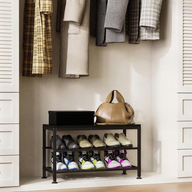 Étagère à chaussures à 3 niveaux pour vestibule, petit rangement pour chaussures peu encombrant avec capacité de 286 lb, étagère à chaussures pour le couloir de la porte d'entrée